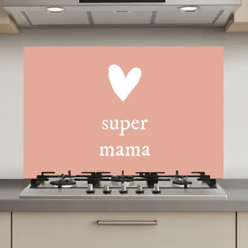 Presentje voor Moederdag super mama lichtroze/wit keuken achterwand spatscherm klein -3d_website