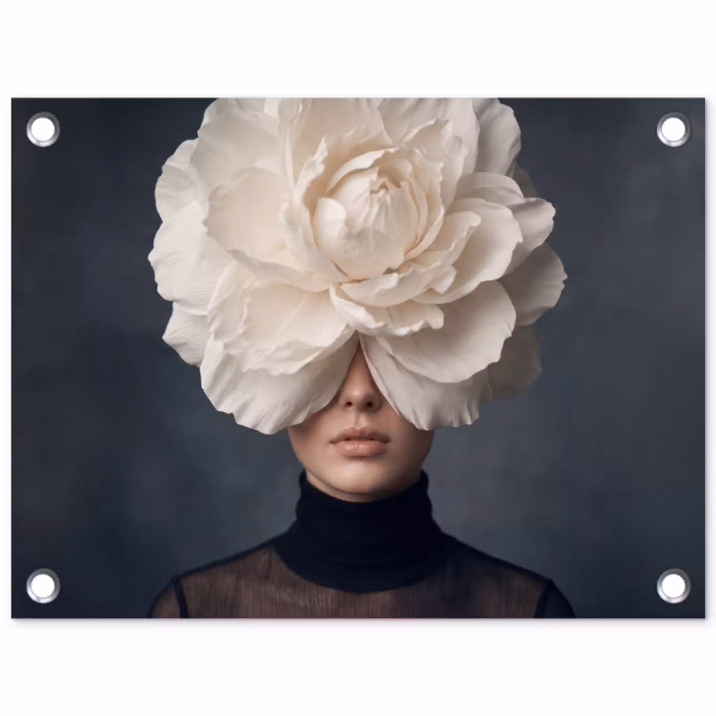 Portret - Mysterieus - Wit tuinposter los doek klein -3d