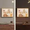 Bloemen - Abstract - Beige - Line art Light Box met batterij (Wandlamp) middel -sfeer3