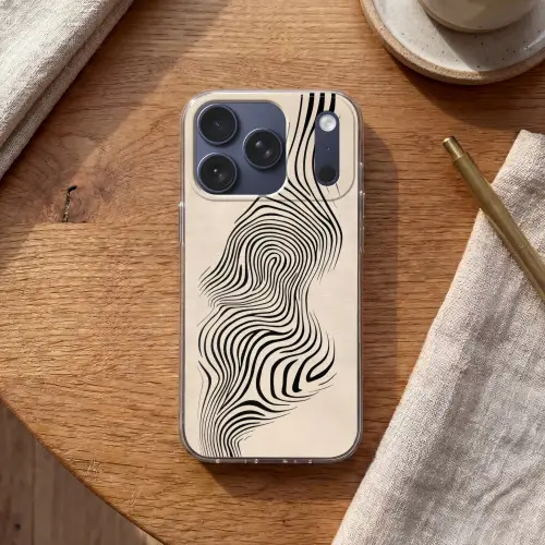 Lijnen - Abstract - Golvend - Zwart Telefoonhoesje iPhone 17 Pro klein -sfeer1
