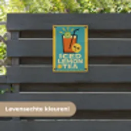 Ijsthee - Illustratie - Blauw - Citroen tuinposter los doek klein -sfeer3