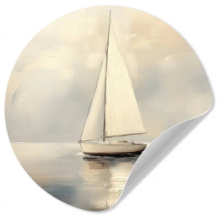 Zeilschip - Zee - Bewolkt Wandcirkel behangsticker klein -3d
