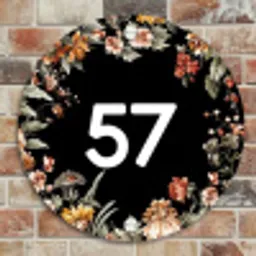 Bloemen - Zwart - Traditioneel Naambord Rond klein -sfeer2