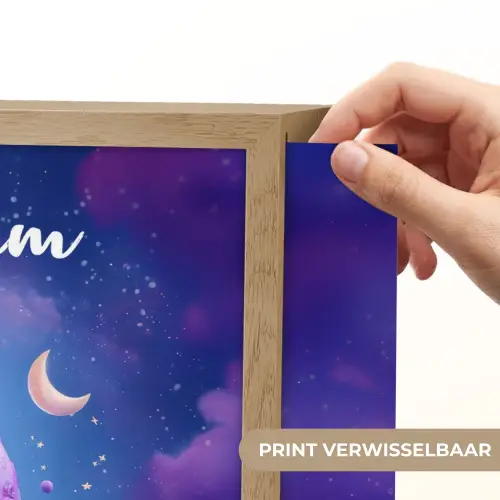 Monster - Ruimte - Sterren - Paars Light Box met batterij (Wandlamp kind) middel -USP_websiteprintNL