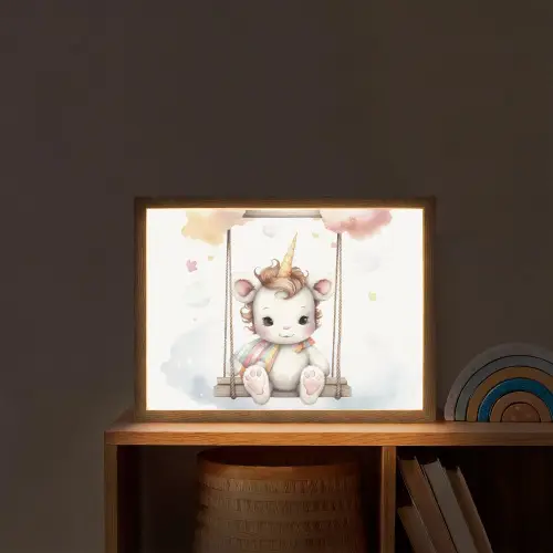 Eenhoorn - Dier - Kinderen - Unicorn Light Box met batterij (Wandlamp kind) middel -sfeer1_kind