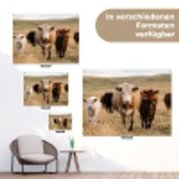 Runderen - Kudde - Landschap - Weide - Rustig tuinposter los doek klein -Xsfeer9_DE