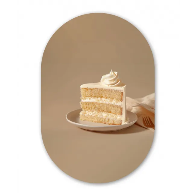 Vanilletaart - Cake - Romig Wandcirkel Ovaal Forex klein -3d