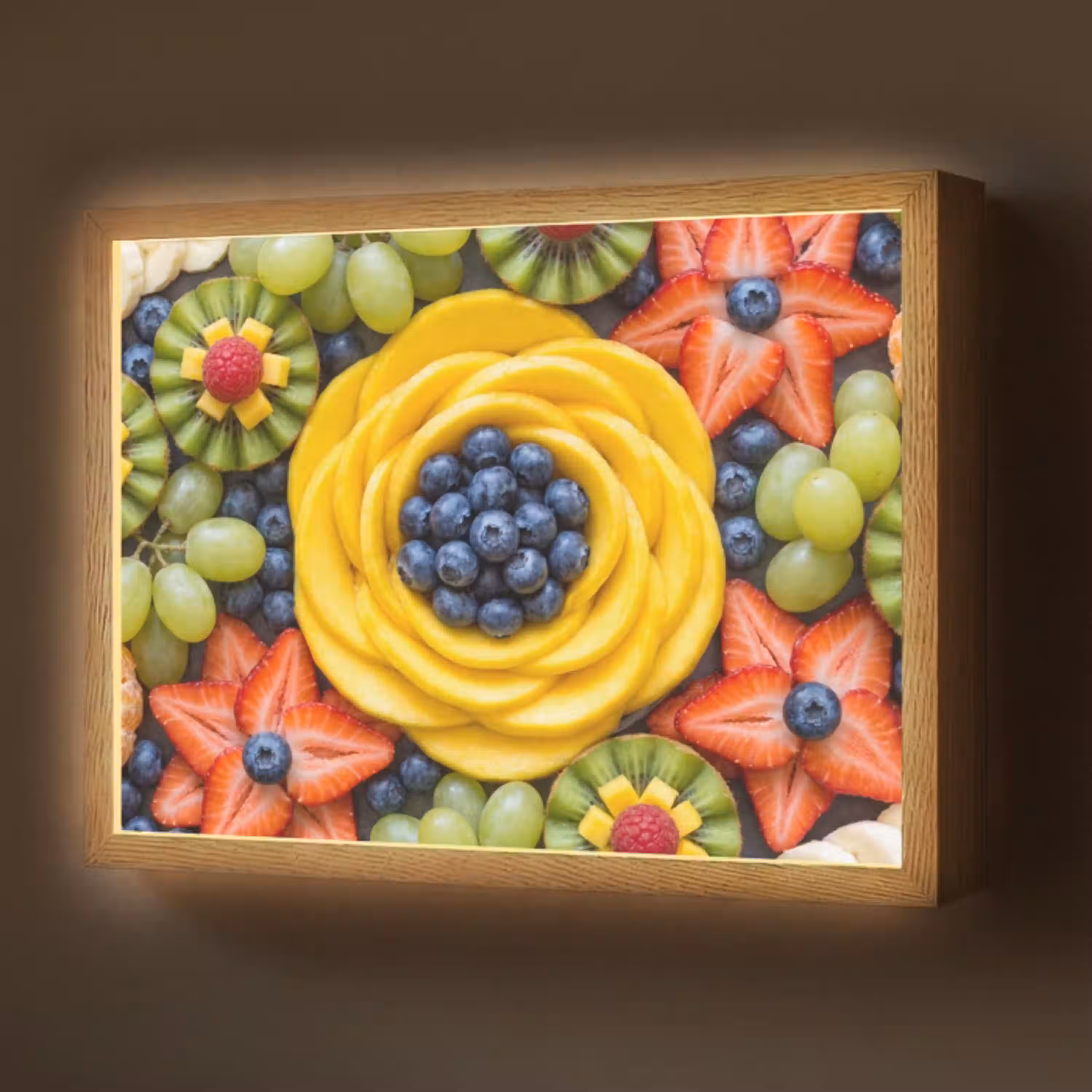 Fruit - Arrangement - Gezond - Kleurrijk - Eten Light Box met batterij (Wandlamp) middel -z3d_website