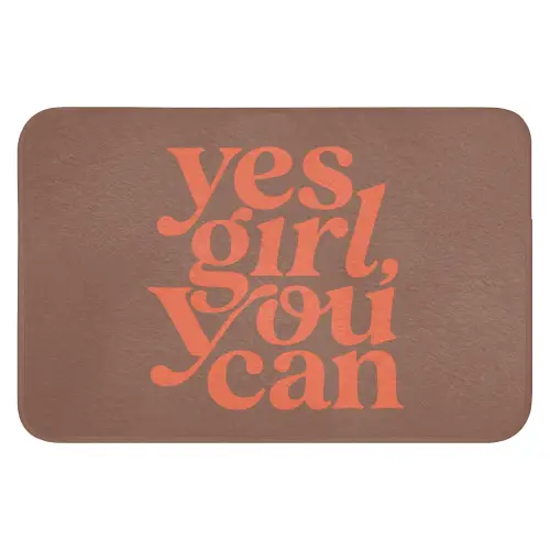 Yes girl you can - Oranje - Bruin Badmat klein -3d