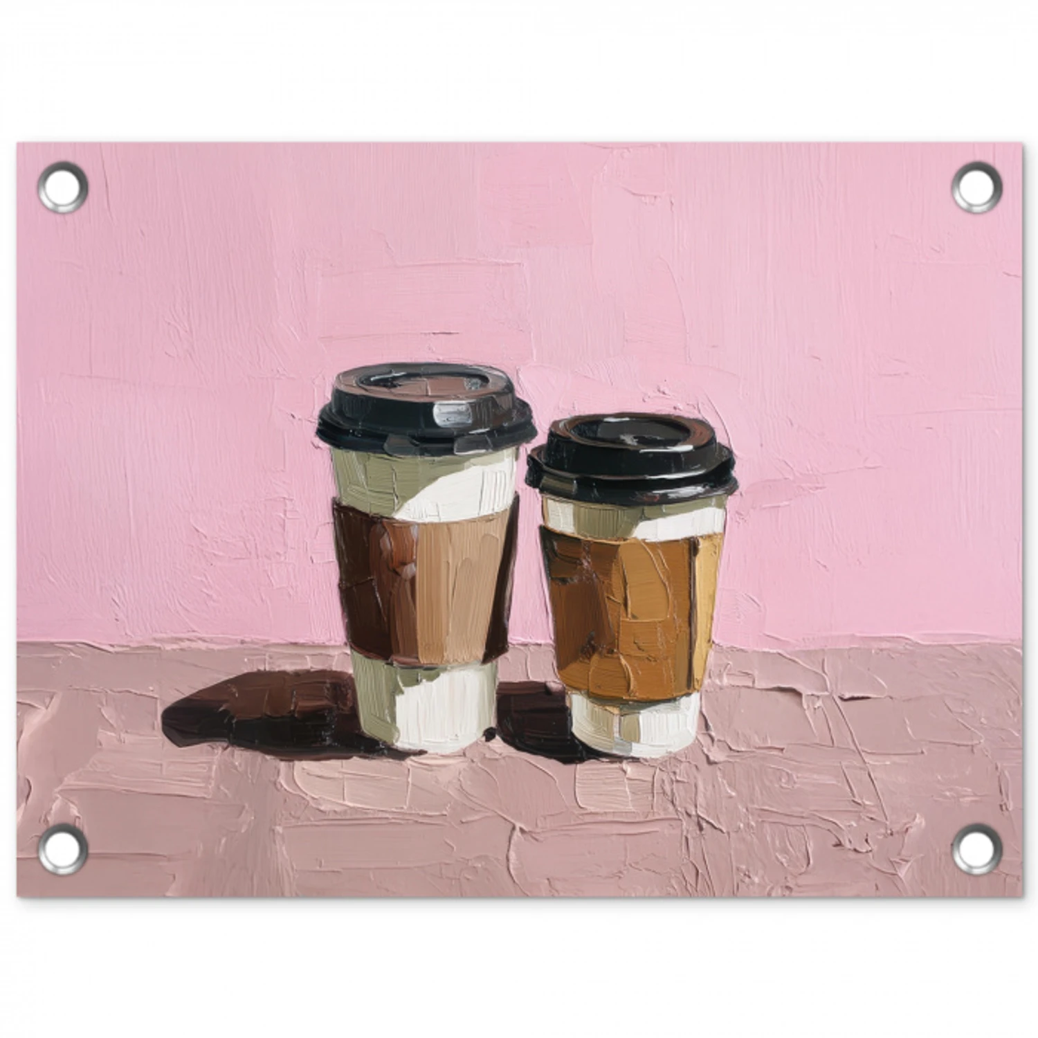 Koffiebekers - Deksel - Verf - Textuur tuinposter los doek klein -3d