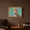 Luipaard - Bloemen - Kroon Light Box met batterij (Wandlamp) middel -sfeer4