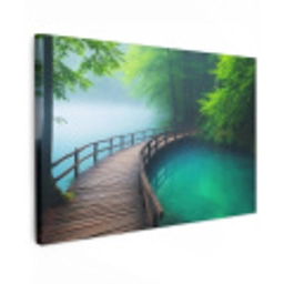 Brug - Water - Rivier - Bos Tuinposter op houten frame 2 cm dik klein -3d