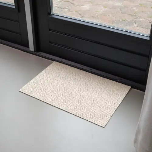 Patroon - Beige - Lijnen - Bruin Deurmat klein 898 -sfeer2