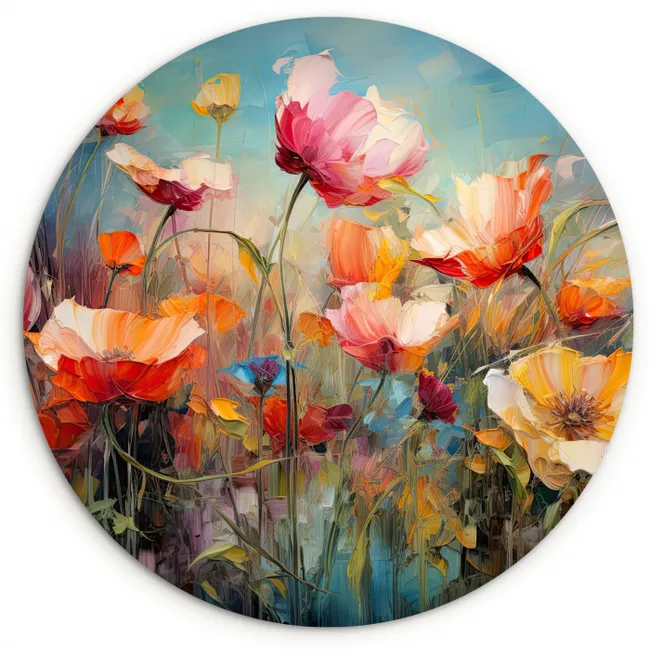 Muurcirkel - Bloemen - Watercolor - Kunst - Botanisch - Natuur