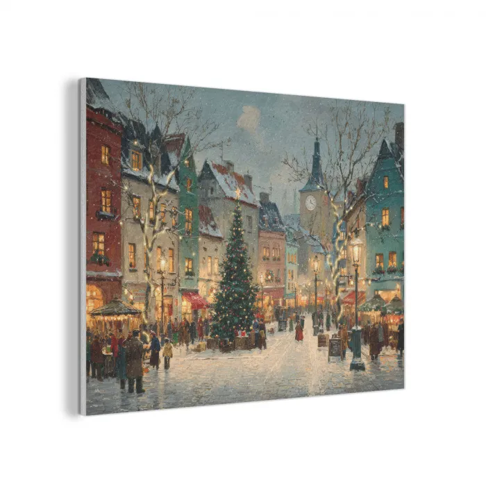 Kerstsfeer - Stadsplein - Kleurrijk PET vilt klein -3d