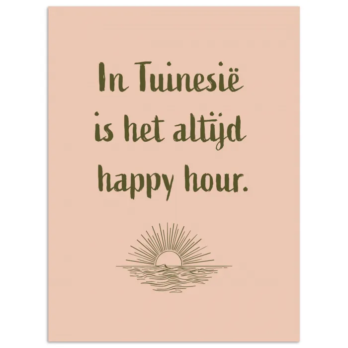 Tuin - Roze - Quote - Zon poster papier klein -3d