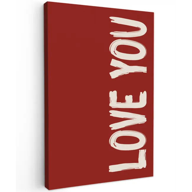 Schuin - Loveyou - Rood Tuinposter op houten frame 2 cm dik klein -3d