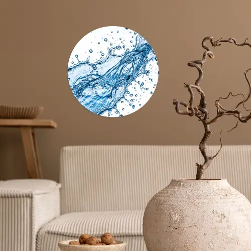 Spash - Water - Blauw Wandcirkel behangsticker klein -sfeer1