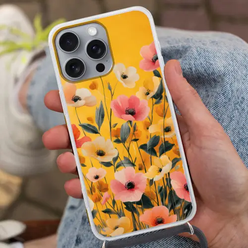 Bloemen - Veld - Geel Hoesje iPhone 16 Pro Max met koord klein -sfeer3