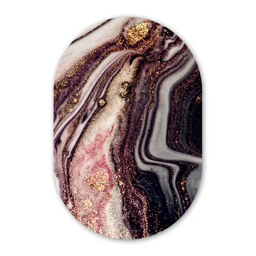 Marmer - Roze - Goud - Glitter - Marmerlook Wandcirkel Ovaal Forex klein -3d