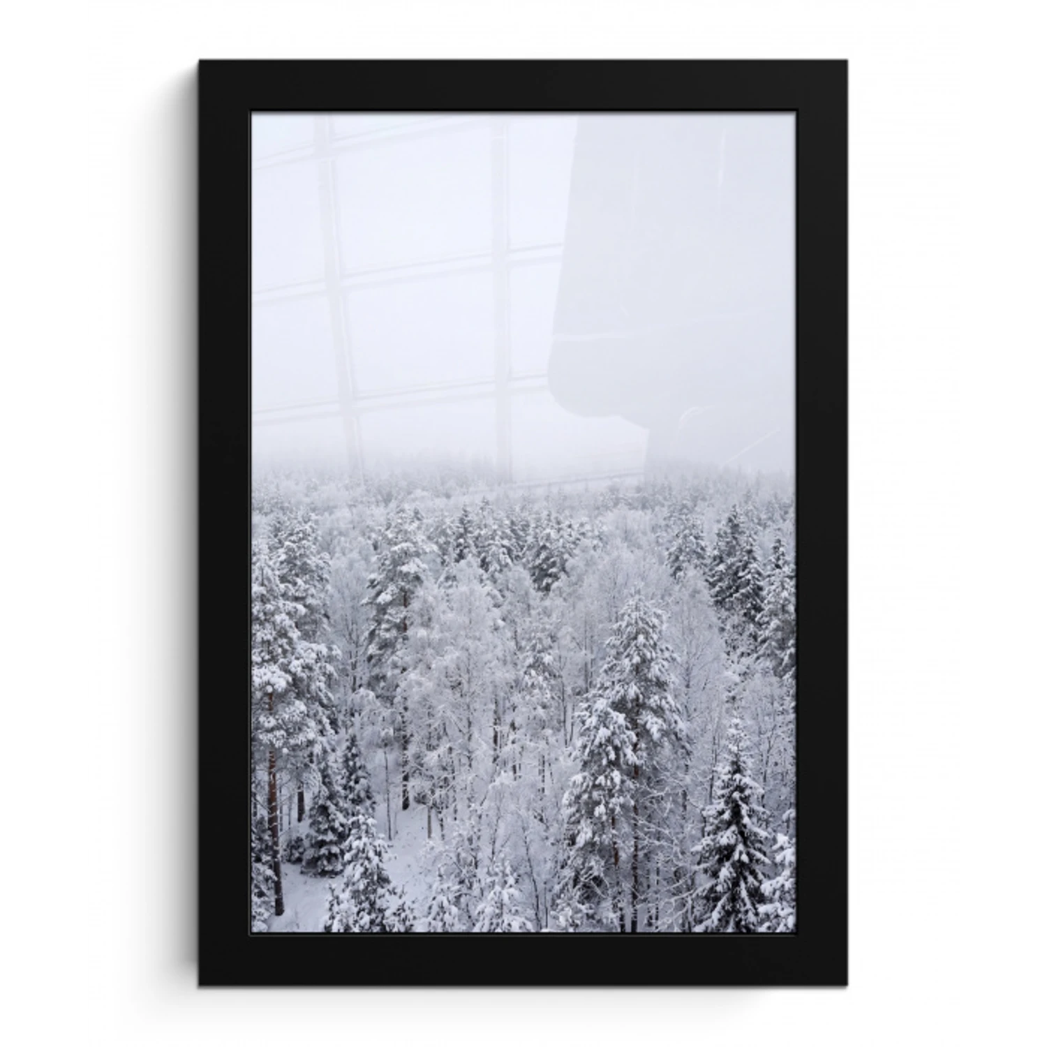 Bos - Sneeuw - Winter - Natuur - Wit fotolijst zwart zonder passe partout klein -3d