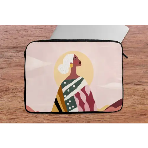 Vrouw - Zon - Kleurrijk laptophoes neopreen klein -tafel
