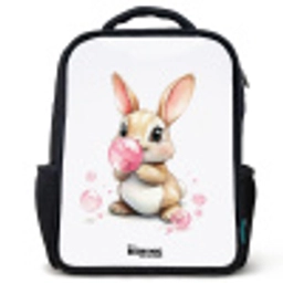 Bruin konijntje met roze bellen Rugzak - Zwart middel -3d