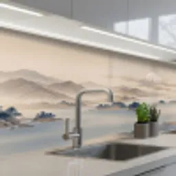 Japans - Landschap - Beige keuken achterwand 2 middel -3d_schuin