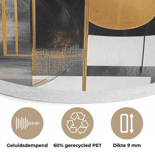 Abstract - Goud - Zilver - Vormen - Aesthetic - Modern Akoestische PET Vilt - Rond klein -closeup_NL