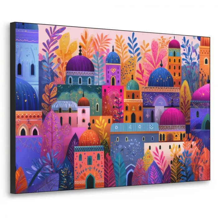 Kleurrijk paradijs - Levendig - Islamitisch Textielframe zwart klein -3d