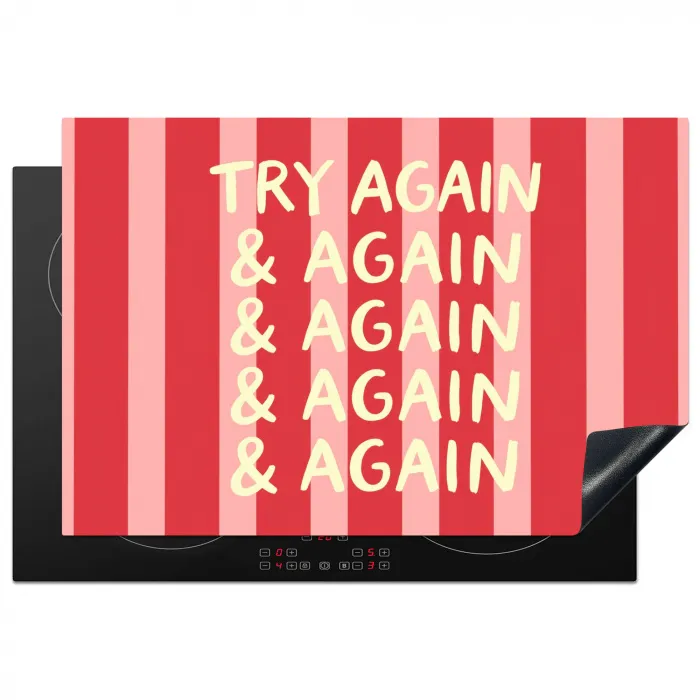 Strepen - Rood - Try again Inductie beschermer vinyl 3mm klein -3d