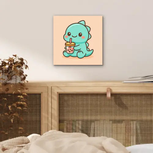 Dino - Boba - kawaii - Oranje aluminium wit klein -sfeer3