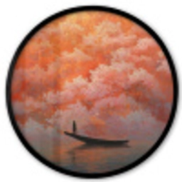 Zee - Boot - Wolken - Oranje Fotolijst rond zonder passe partout klein -3d