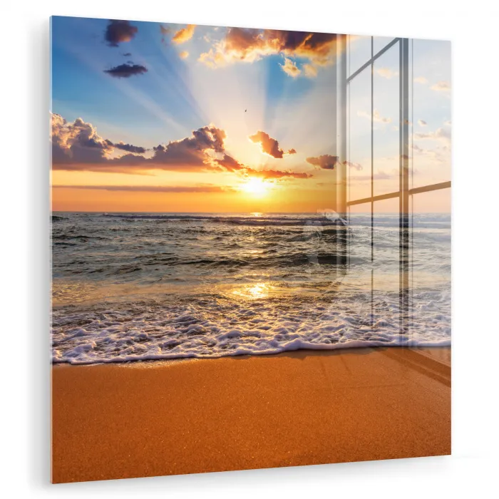 Strand - Zonsondergang - Zee - Wolken - Horizon plexiglas 5mm klein -zzzproduct_nieuw