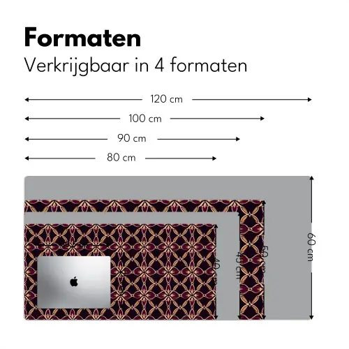 Symmetrisch - Tegel - Burgundy Muismat XXL klein 681 -sfeer5