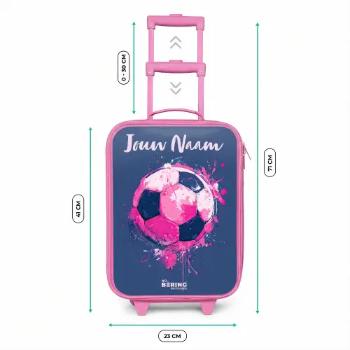 Voetbalvibes -  Verf - Roze - Blauw Kinderkoffer - Roze klein -productfoto_formaten