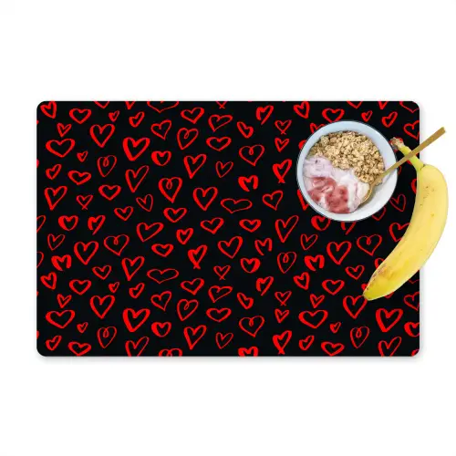 Zwart - Harten - Rood Placemat vinyl groot 368 -zzzproduct_Kitchenyeah-website