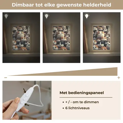 Kat - Huisdieren - Poes - Bruin - Grijs - Kinderen Light Box met kabel klein -USP_dimbaarNL