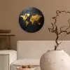 Wereldkaart - Goud - Steen Wandcirkel kunststof plaat 5mm dik klein -sfeer1