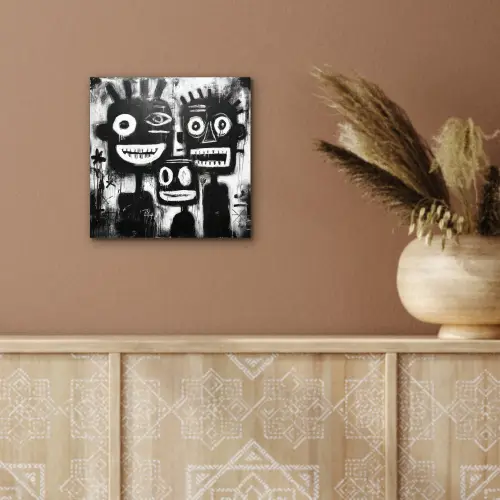 Schilderij - Figuren - Zwart - Abstract aluminium wit klein -sfeer4