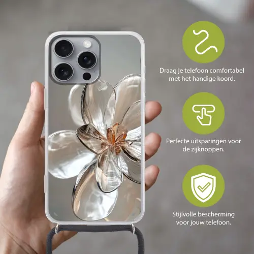 Bloem - Glazen - Doorzichtig Hoesje iPhone 16 Pro Max met koord klein -sfeer2_NL