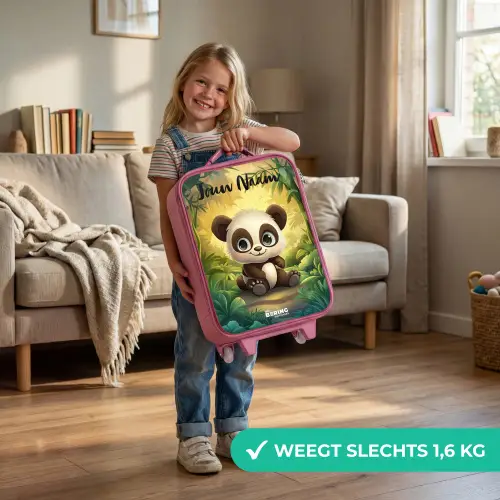 Panda - Bamboebos - Groen Kinderkoffer - Roze klein -sfeer2_NL