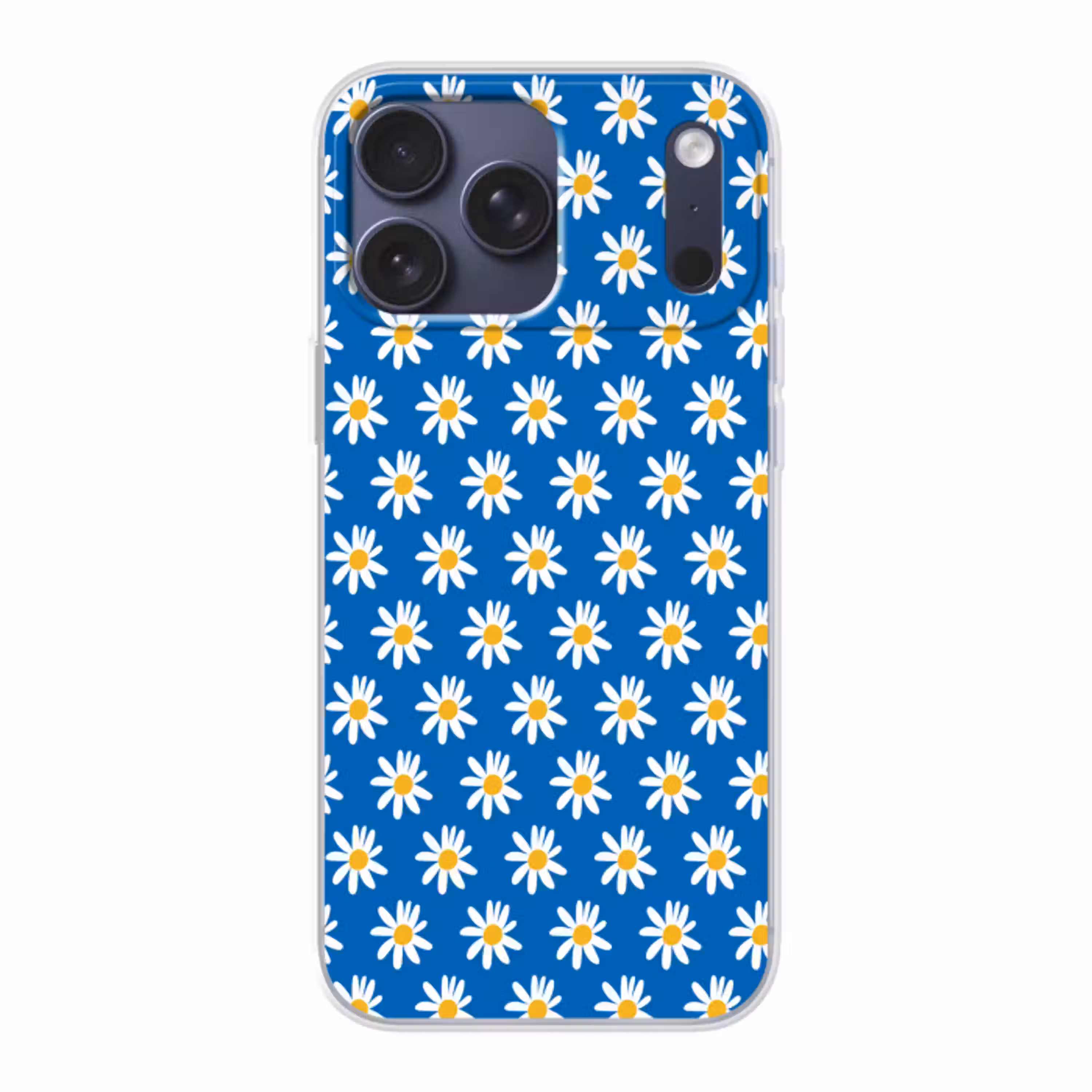 Madeliefjes - Patroon - Blauw - Bloemen Telefoonhoesje iPhone 17 Pro Max klein -3d