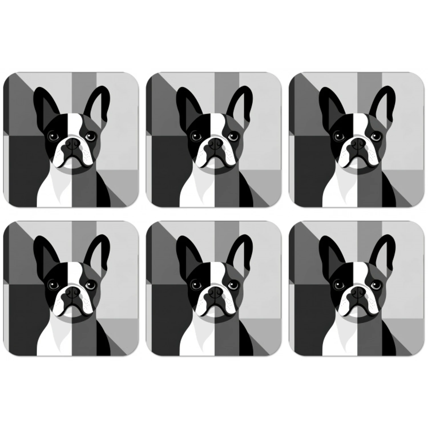 Buldog - Zwart - Abstract - Vlakken onderzetter kurk middel -zkaufland3dotto