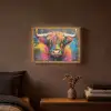 Graffiti - Schotse hooglander - Koe - Kleurrijk Light Box met batterij (Wandlamp) middel -sfeer4