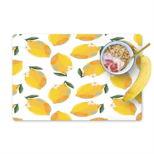 Citroenen - Wit - Bloemen - Patroon Placemat vinyl groot 368 -zzzproduct_Kitchenyeah-website