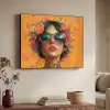 Vrouw - Bloemen - Aesthetic - Oranje Textielframe zwart klein -sfeer3