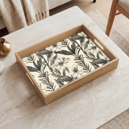 Klassiek - Botanisch - Zwart - Beige Dienblad Rechthoek middel 911 -sfeer1