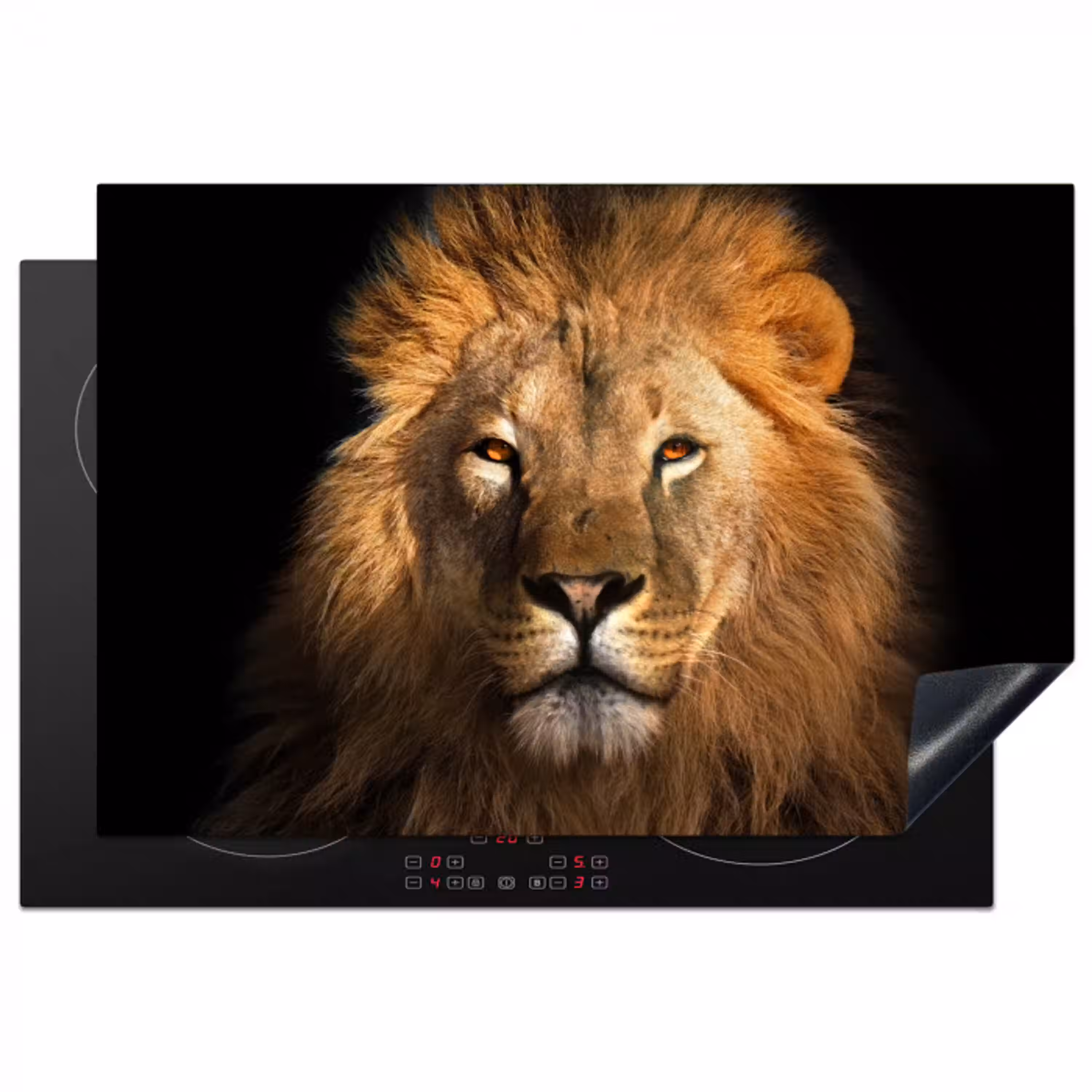 Leeuw - Dieren - Zwart - Licht - Bruin - Portret Inductie beschermer vinyl 3mm klein -3d