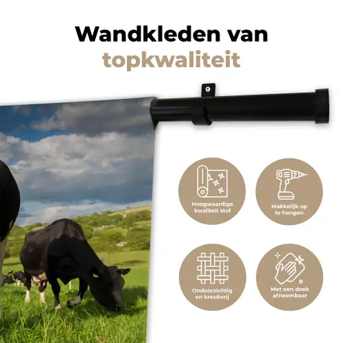 Koeien - Dieren - Gras - Weiland - Boerderij Wandkleed katoen klein -sfeer2
